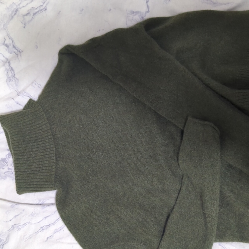 Olive green cashmere turtleneck sweater